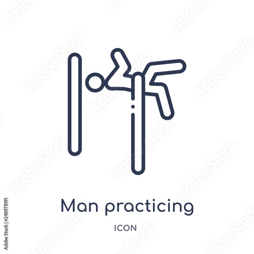 man practicing high jump icon from sports outline collection. Thin line man practicing high jump icon isolated on white background.