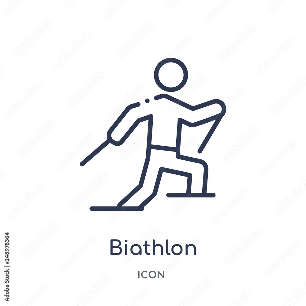 biathlon icon from sports outline collection. Thin line biathlon icon isolated on white background. biathlon icon from sports outline collection. Thin line biathlon icon isolated on white background.