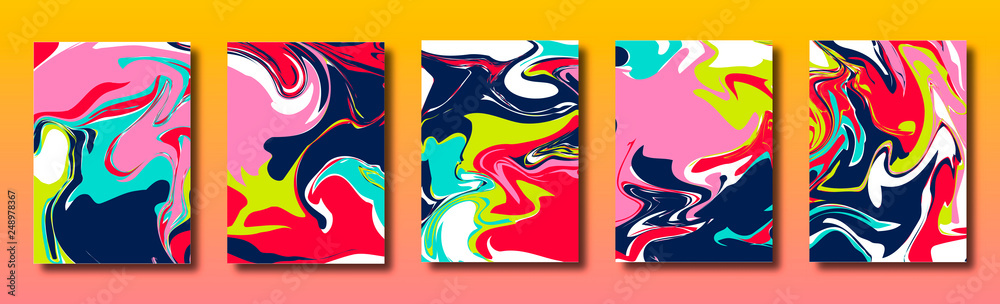 Obraz premium Abstract cover with liquid. Card design concept. Futuristic business layout. Digital poster template. Vector illustration. 