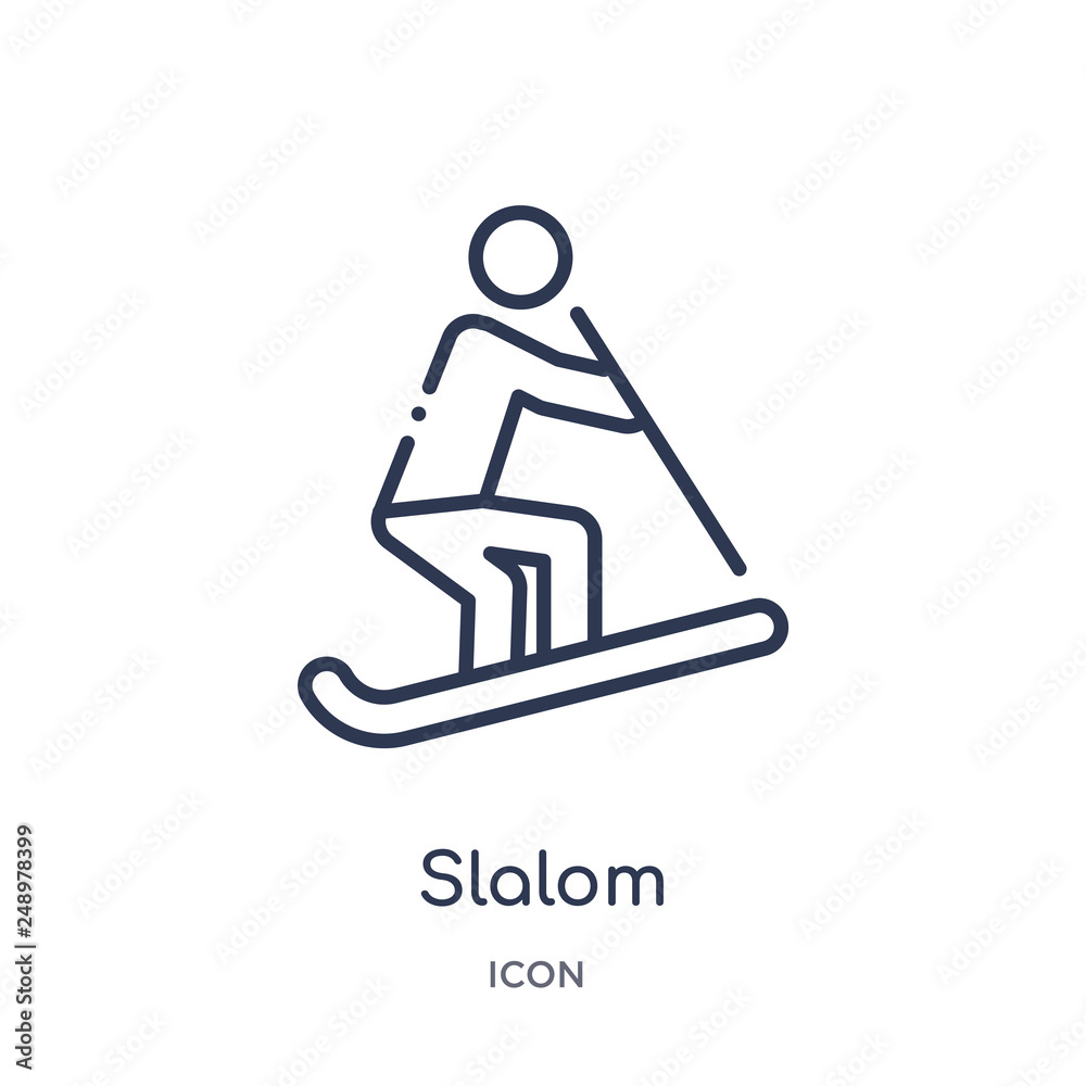slalom icon from sports outline collection. Thin line slalom icon isolated on white background. slalom icon from sports outline collection. Thin line slalom icon isolated on white background.