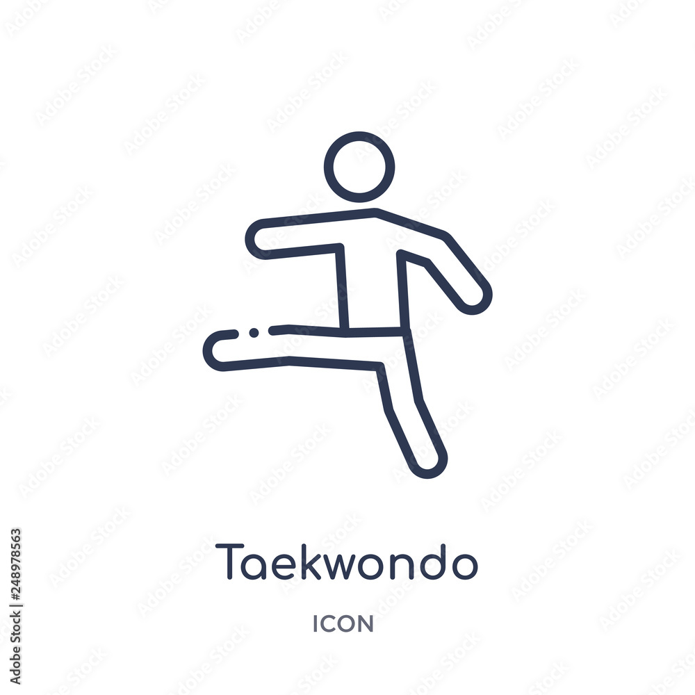 taekwondo icon from sports outline collection. Thin line taekwondo icon isolated on white background. taekwondo icon from sports outline collection. Thin line taekwondo icon isolated on white background.