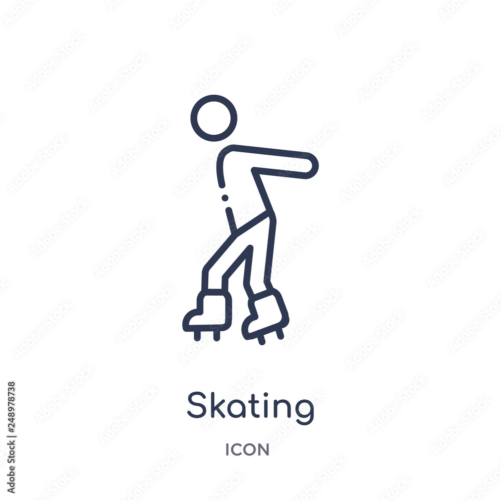 skating icon from sports outline collection. Thin line skating icon isolated on white background.