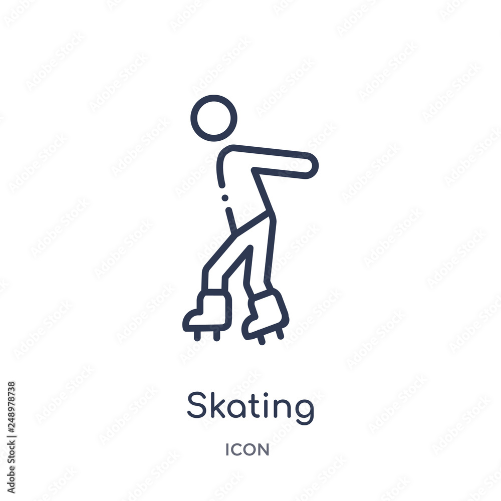 skating icon from sports outline collection. Thin line skating icon isolated on white background. skating icon from sports outline collection. Thin line skating icon isolated on white background.