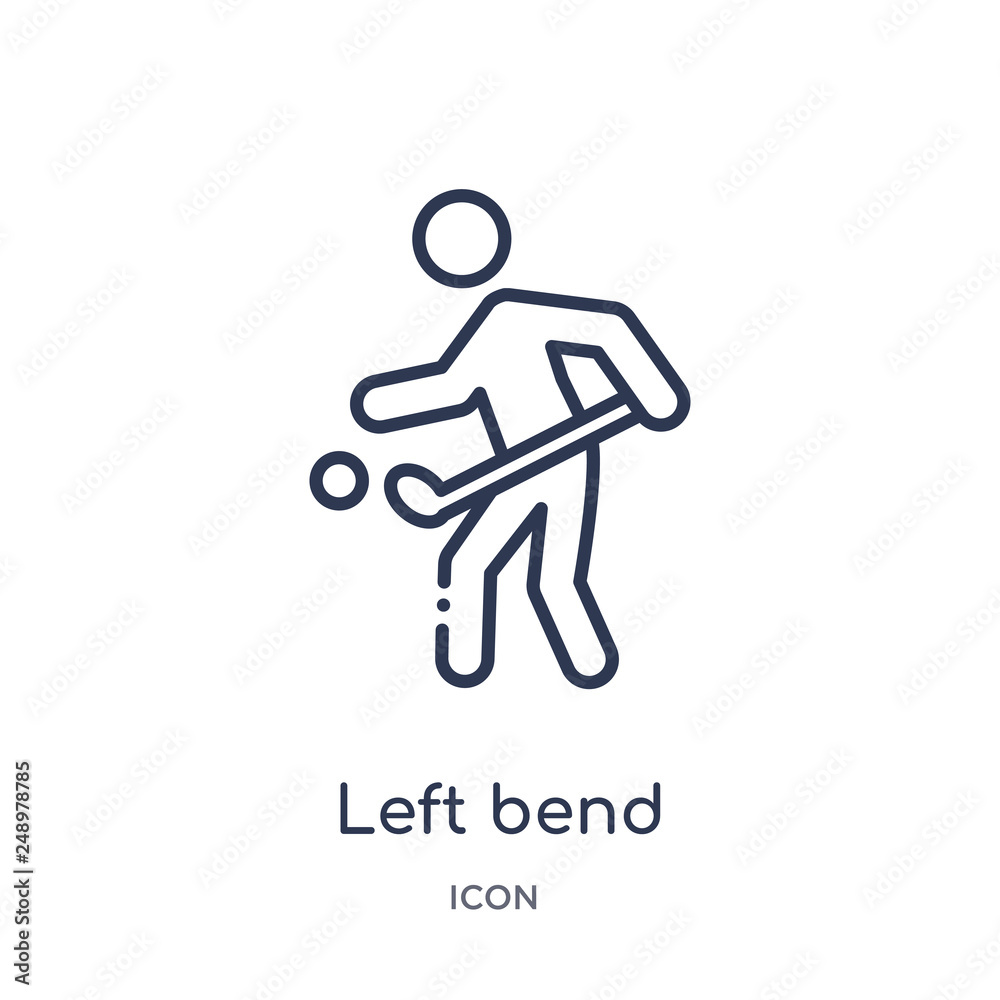 left bend icon from sports outline collection. Thin line left bend icon isolated on white background. left bend icon from sports outline collection. Thin line left bend icon isolated on white background.