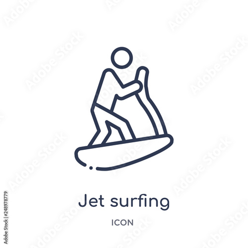 jet surfing icon from sports outline collection. Thin line jet surfing icon isolated on white background.