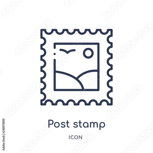 post stamp icon from social outline collection. Thin line post stamp icon isolated on white background.