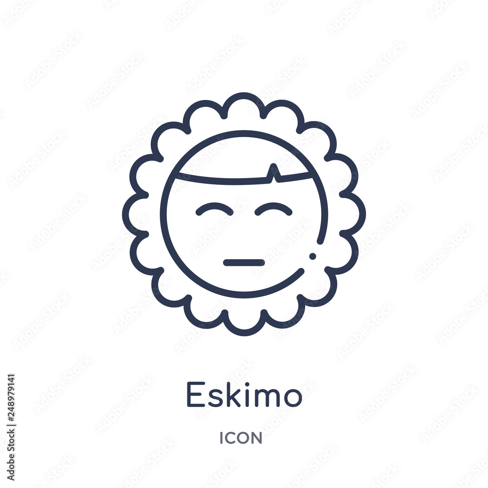 eskimo icon from smileys outline collection. Thin line eskimo icon isolated on white background. eskimo icon from smileys outline collection. Thin line eskimo icon isolated on white background.