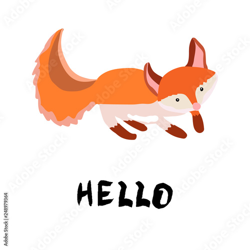 Cute ginger foxy cartoon character illustration.