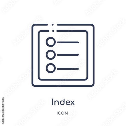 index icon from signs outline collection. Thin line index icon isolated on white background.