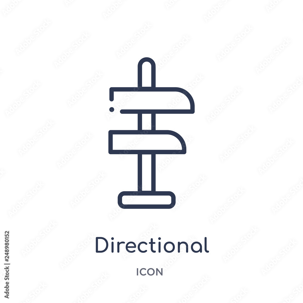 directional icon from signs outline collection. Thin line directional icon isolated on white background. directional icon from signs outline collection. Thin line directional icon isolated on white background.