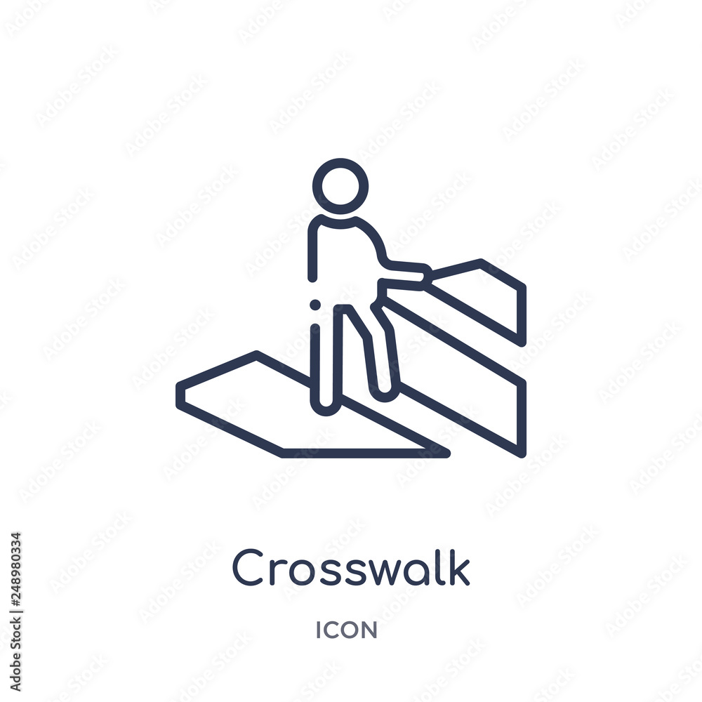 crosswalk icon from signs outline collection. Thin line crosswalk icon isolated on white background. crosswalk icon from signs outline collection. Thin line crosswalk icon isolated on white background.