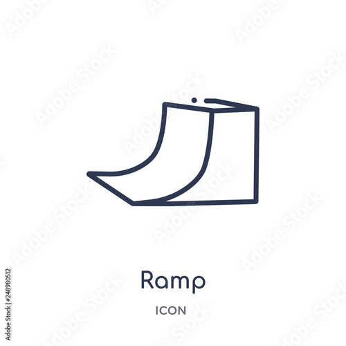ramp icon from signs outline collection. Thin line ramp icon isolated on white background.