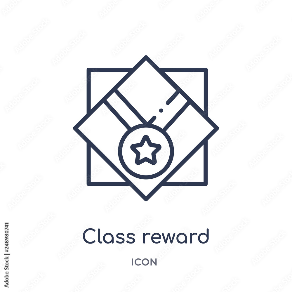 class reward icon from signs outline collection. Thin line class reward icon isolated on white background. class reward icon from signs outline collection. Thin line class reward icon isolated on white background.