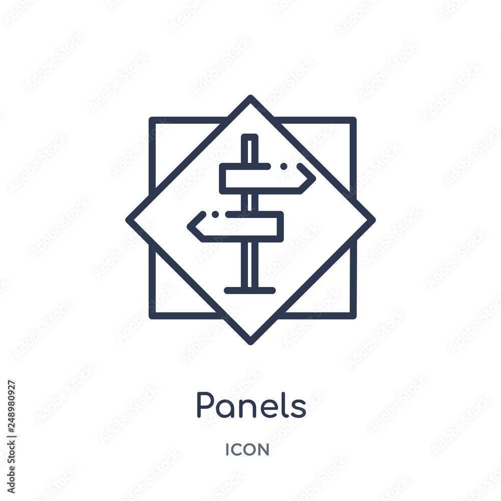 panels icon from signs outline collection. Thin line panels icon isolated on white background. panels icon from signs outline collection. Thin line panels icon isolated on white background.