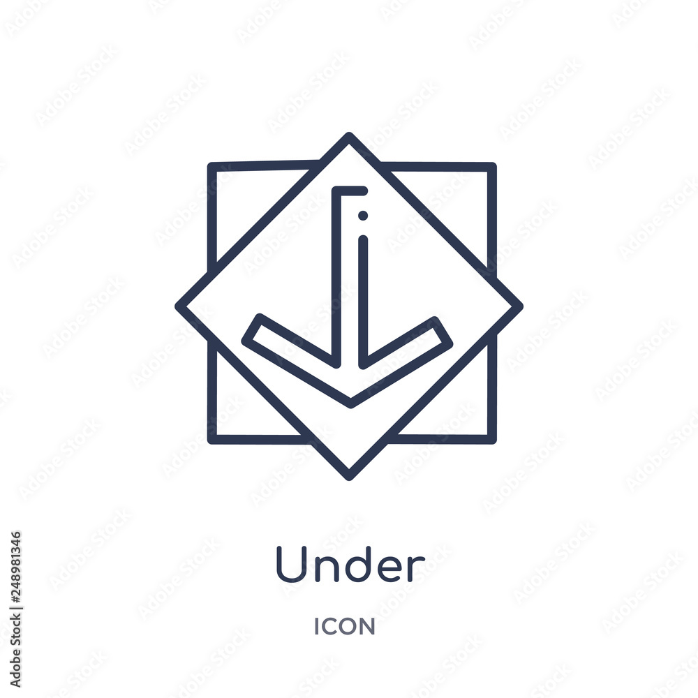 under icon from signs outline collection. Thin line under icon isolated on white background. under icon from signs outline collection. Thin line under icon isolated on white background.