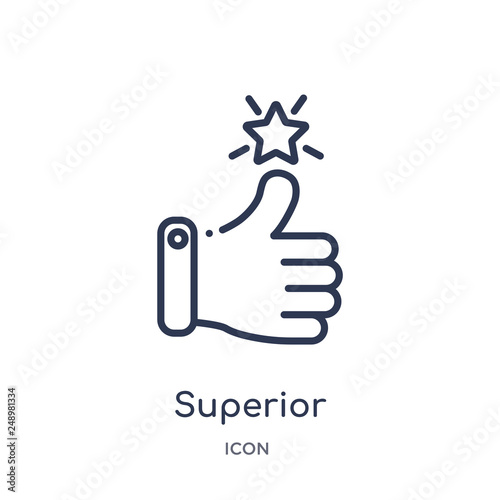 superior icon from signs outline collection. Thin line superior icon isolated on white background.