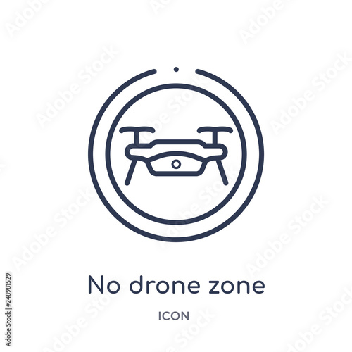 no drone zone icon from signaling outline collection. Thin line no drone zone icon isolated on white background.