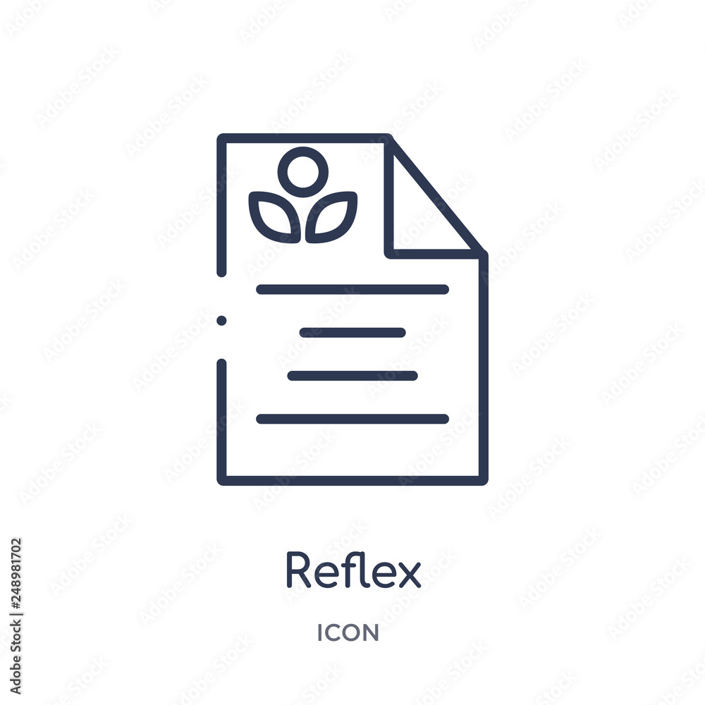 reflex icon from shapes outline collection. Thin line reflex icon isolated on white background. reflex icon from shapes outline collection. Thin line reflex icon isolated on white background.