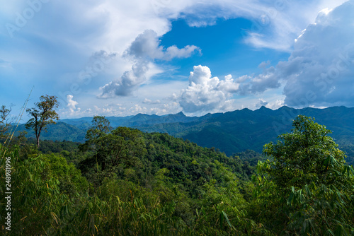 Fototapeta Naklejka Na Ścianę i Meble -  blue sky river lake mountain wildlife Kanchanaburi Thailand