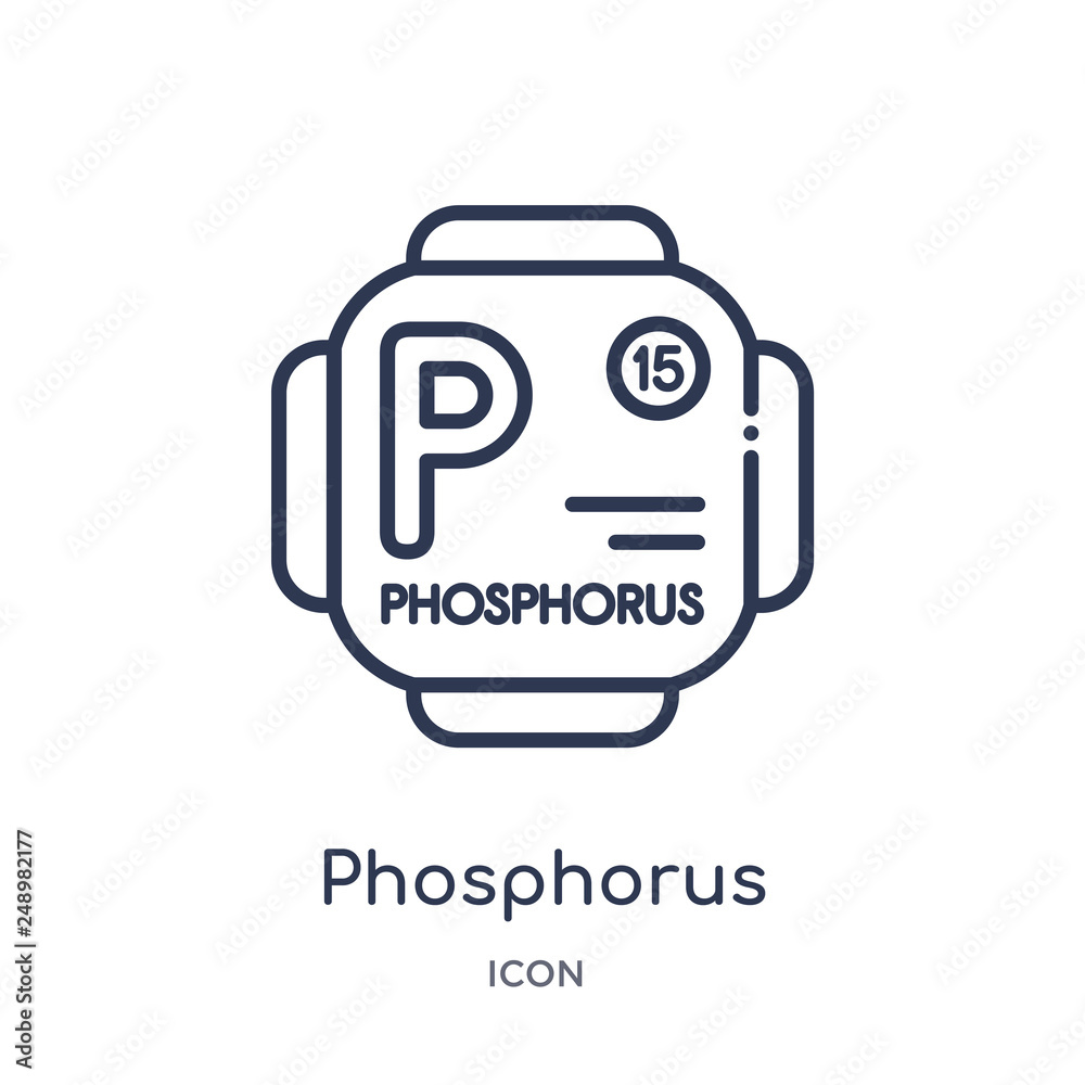 phosphorus icon from shapes outline collection. Thin line phosphorus icon isolated on white background.