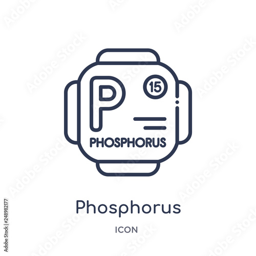 phosphorus icon from shapes outline collection. Thin line phosphorus icon isolated on white background.