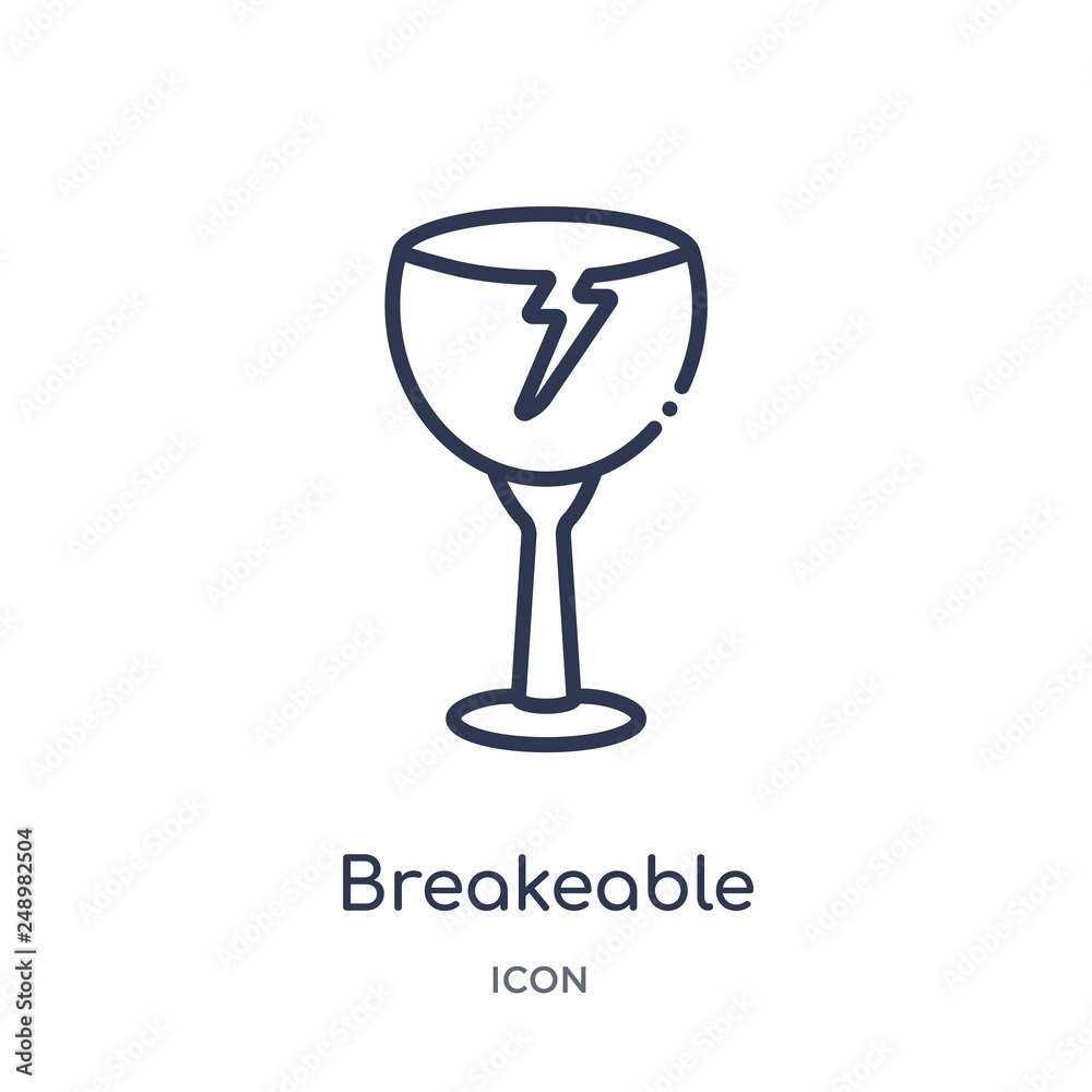 breakeable icon from shapes outline collection. Thin line breakeable icon isolated on white background. breakeable icon from shapes outline collection. Thin line breakeable icon isolated on white background.