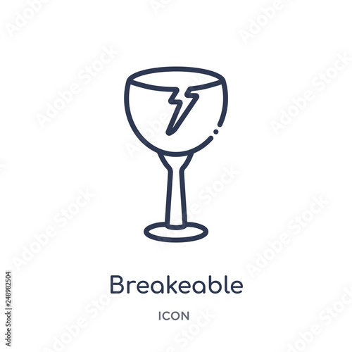 breakeable icon from shapes outline collection. Thin line breakeable icon isolated on white background.