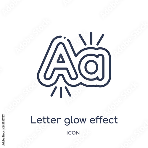 letter glow effect icon from shapes outline collection. Thin line letter glow effect icon isolated on white background.