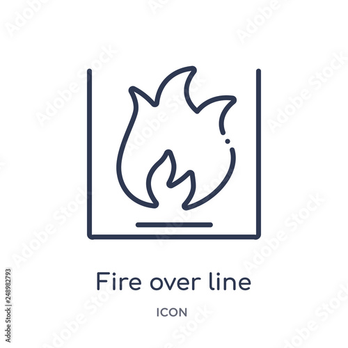 fire over icon from shapes outline collection. Thin line fire over icon isolated on white background.