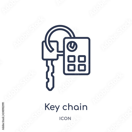 key chain icon from security outline collection. Thin line key chain icon isolated on white background.