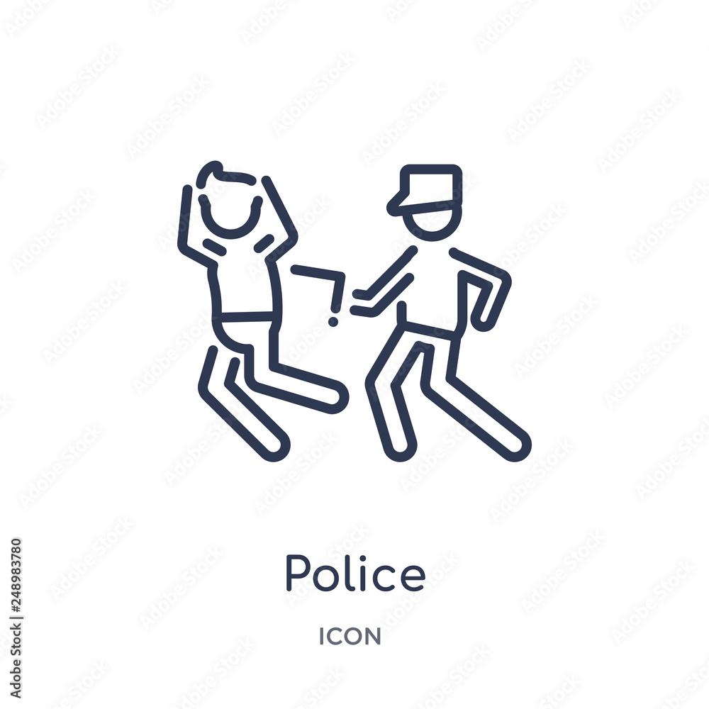 police arresting man icon from people outline collection. Thin line police arresting man icon isolated on white background.