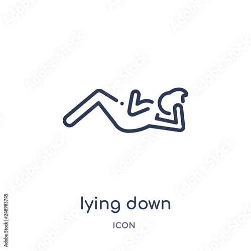 iying down icon from people outline collection. Thin line iying down icon isolated on white background.