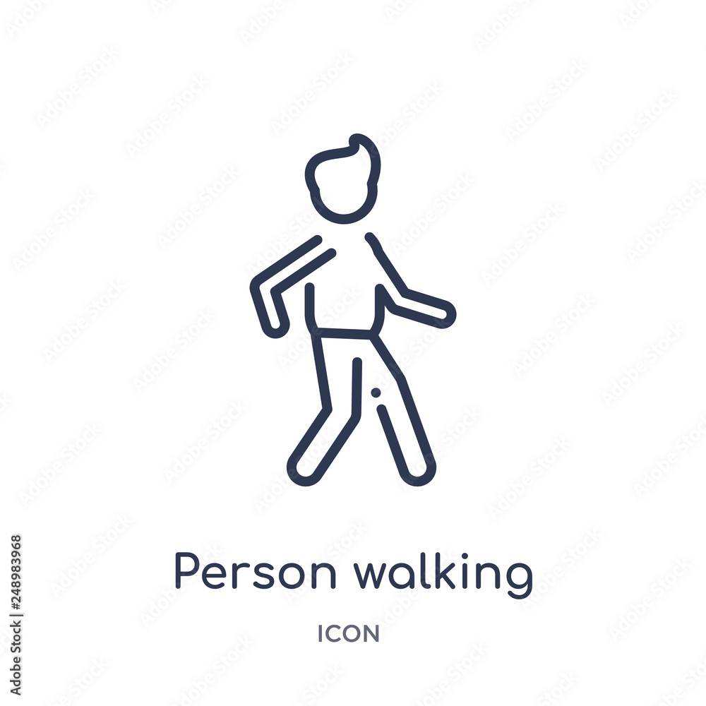 person walking icon from people outline collection. Thin line person walking icon isolated on white background.