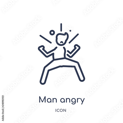 man angry icon from people outline collection. Thin line man angry icon isolated on white background.