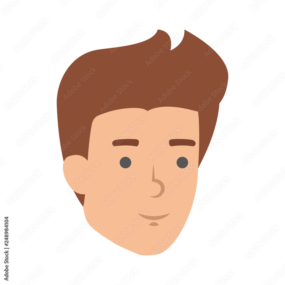 young and casual man head character young and casual man head character