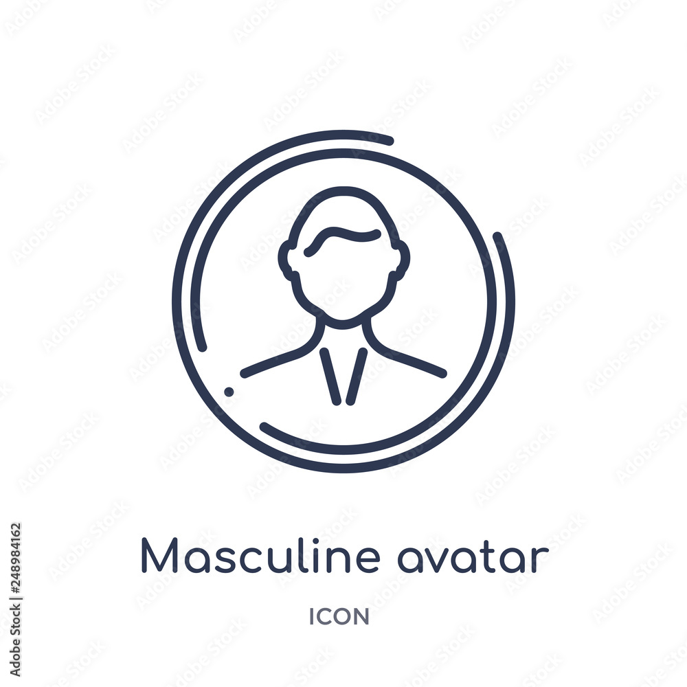 masculine avatar icon from people outline collection. Thin line masculine avatar icon isolated on white background. masculine avatar icon from people outline collection. Thin line masculine avatar icon isolated on white background.