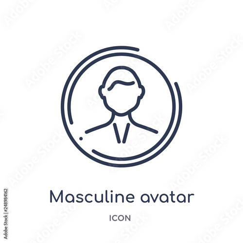 masculine avatar icon from people outline collection. Thin line masculine avatar icon isolated on white background.