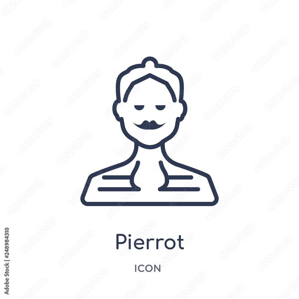pierrot icon from people outline collection. Thin line pierrot icon isolated on white background. pierrot icon from people outline collection. Thin line pierrot icon isolated on white background.
