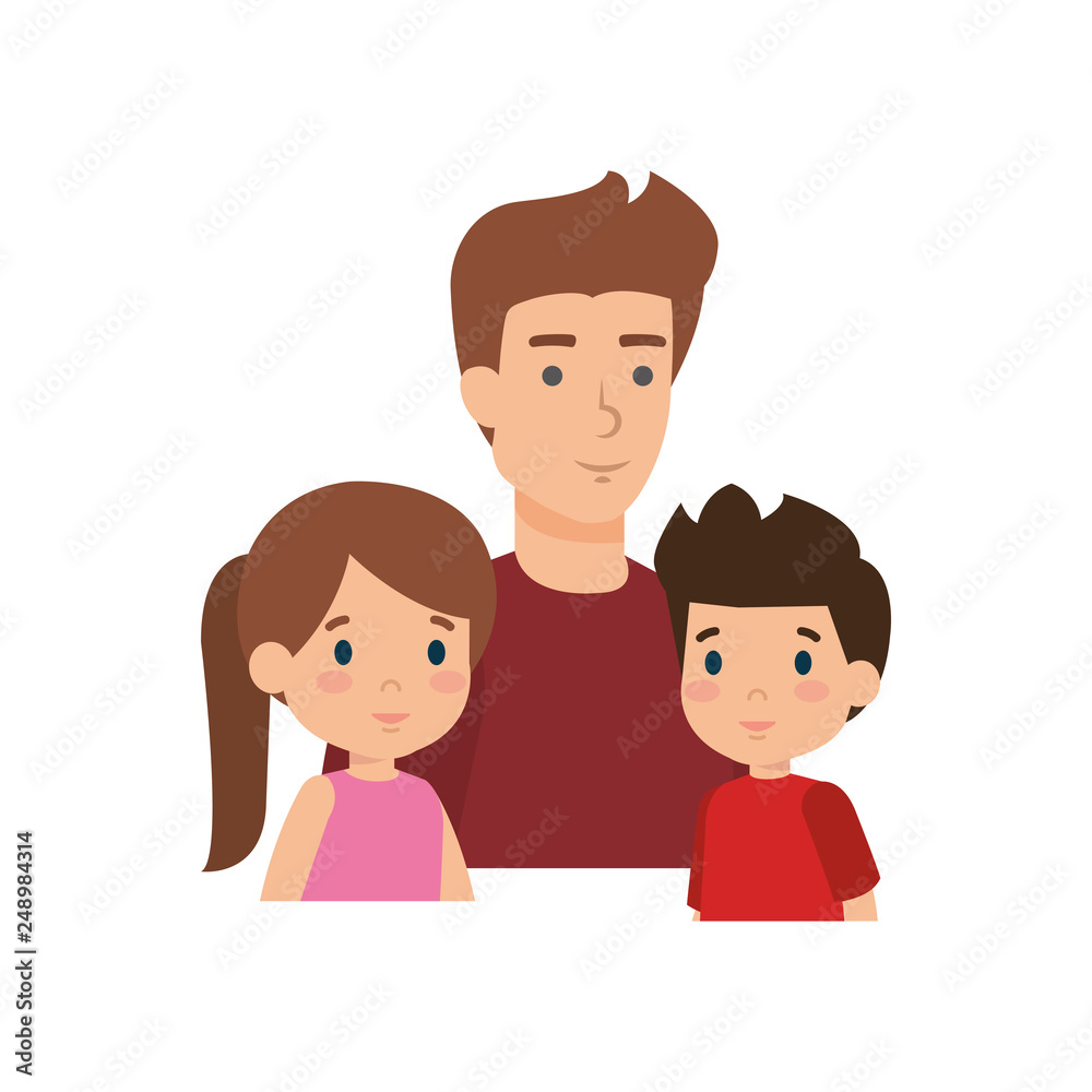 father with son and daughter characters father with son and daughter characters