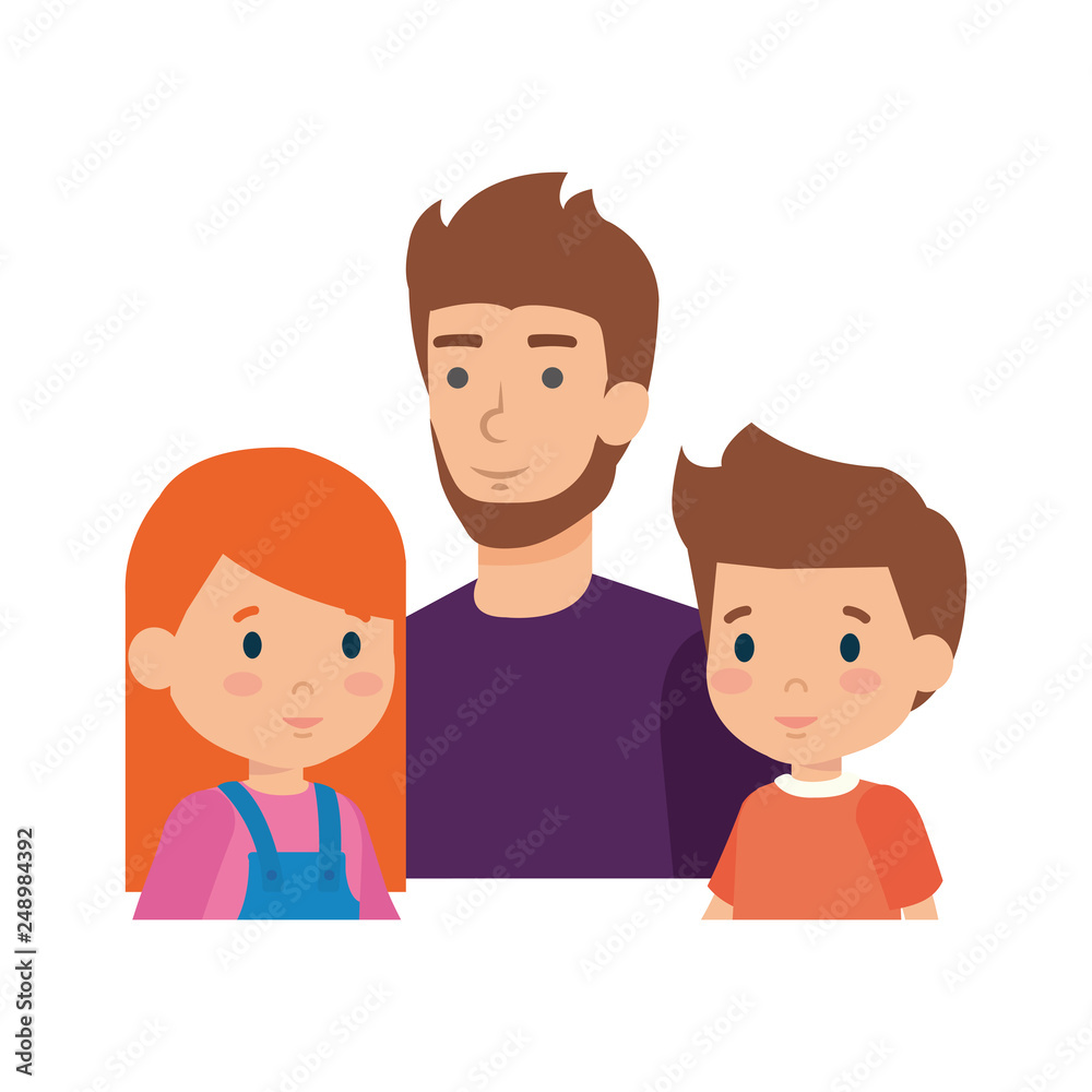 father with son and daughter characters father with son and daughter characters