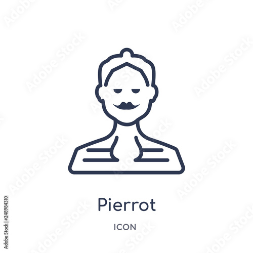 pierrot icon from people outline collection. Thin line pierrot icon isolated on white background.