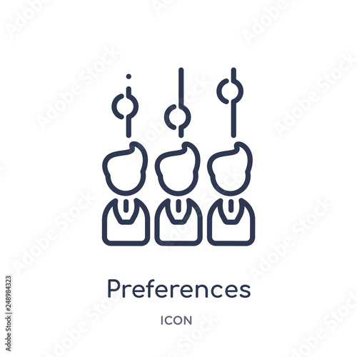 preferences icon from people outline collection. Thin line preferences icon isolated on white background.