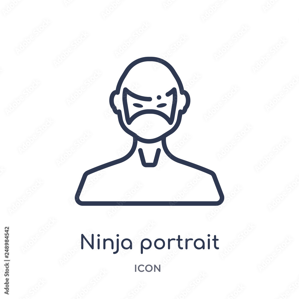 ninja portrait icon from people outline collection. Thin line ninja portrait icon isolated on white background. ninja portrait icon from people outline collection. Thin line ninja portrait icon isolated on white background.