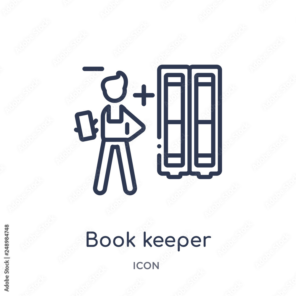 book keeper icon from people outline collection. Thin line book keeper icon isolated on white background. book keeper icon from people outline collection. Thin line book keeper icon isolated on white background.