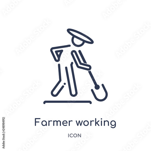 farmer working icon from people outline collection. Thin line farmer working icon isolated on white background.