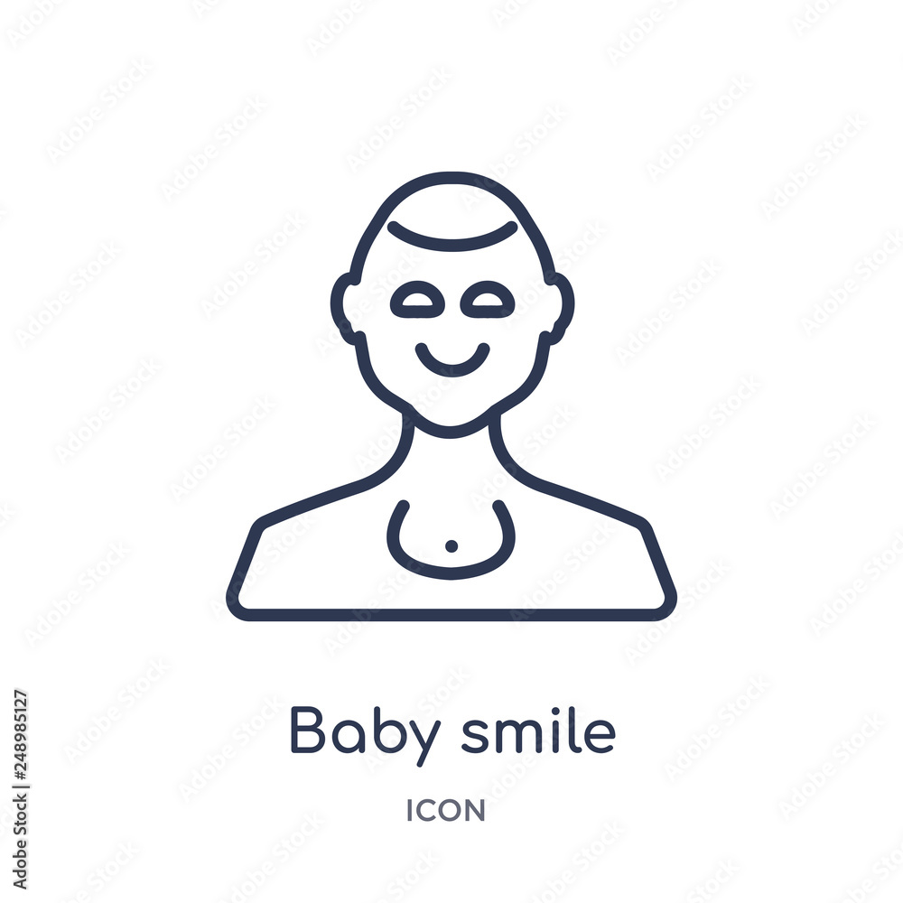 baby smile icon from people outline collection. Thin line baby smile icon isolated on white background. baby smile icon from people outline collection. Thin line baby smile icon isolated on white background.