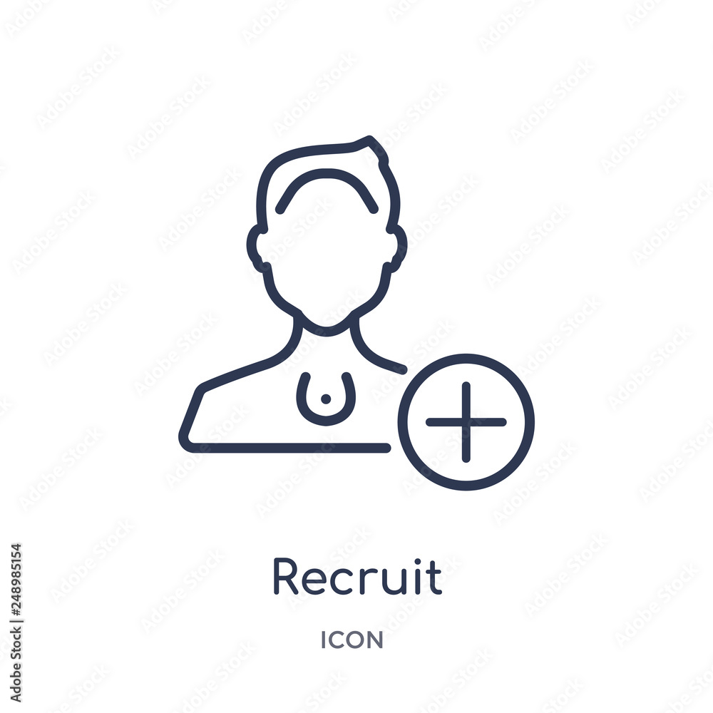 recruit icon from people outline collection. Thin line recruit icon isolated on white background. recruit icon from people outline collection. Thin line recruit icon isolated on white background.