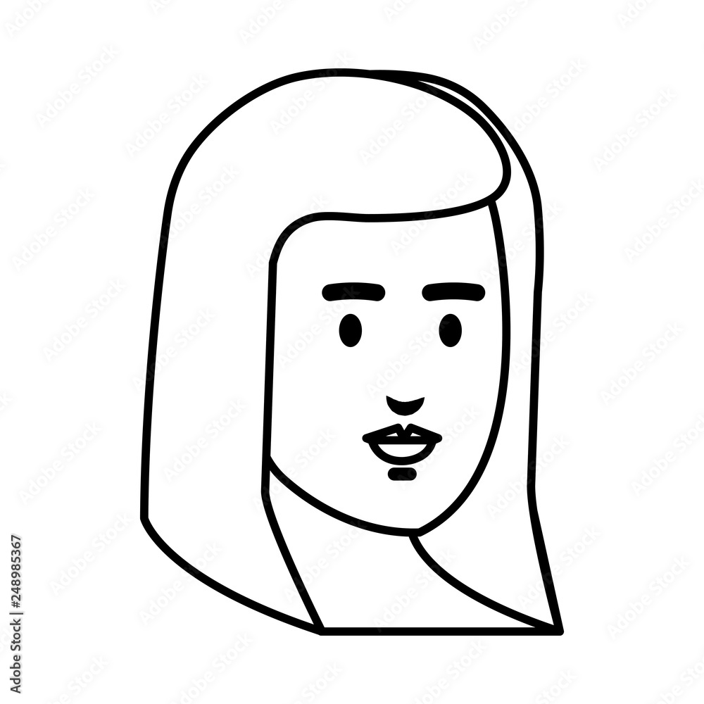 beautiful and young woman head character