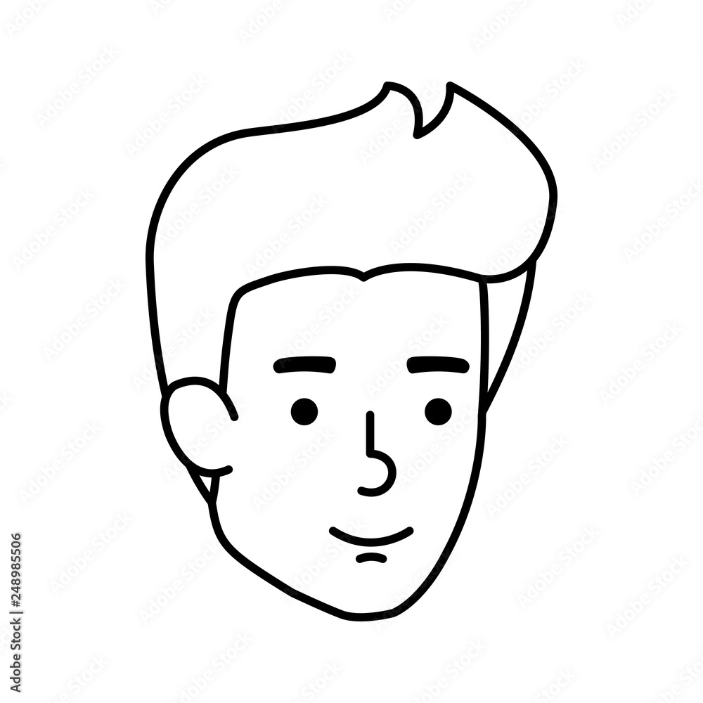 young and casual man head character young and casual man head character