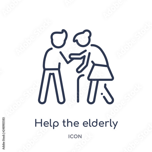 help the elderly icon from people outline collection. Thin line help the elderly icon isolated on white background.